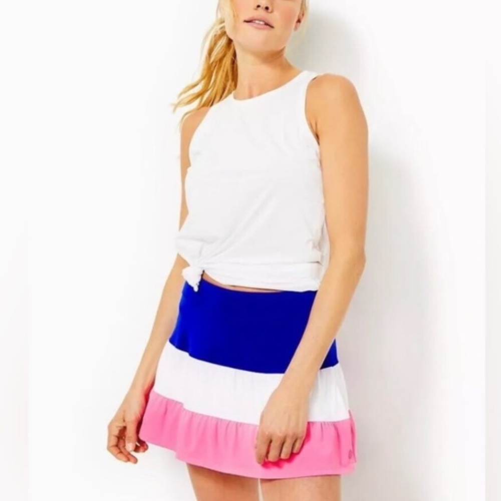 NWT Lilly Pulitzer Luxletic x Meryl blue grotto color block tennis skirt skort X
